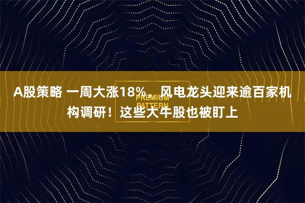 A股策略 一周大涨18%,风电龙头迎来逾百家机构调研!这些大牛股也被盯上